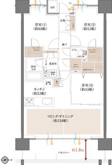 レーベン福島 ONE TOWER 間取り E type