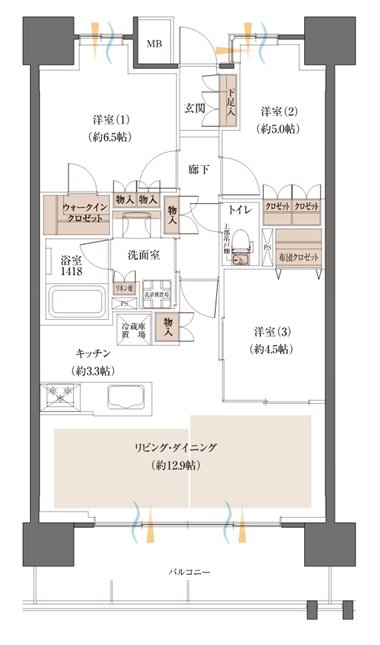 レーベン福島 ONE TOWER 間取り B type