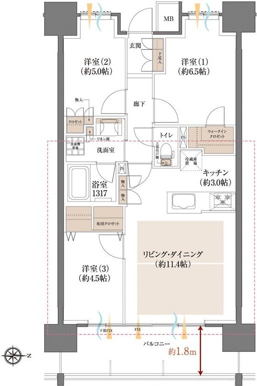 レーベン福島 ONE TOWER 間取り D type