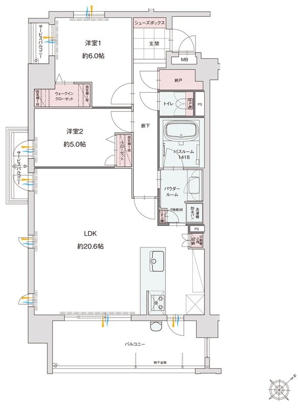 グランフォーレ春日原駅前レジデンス 間取り A1タイプ