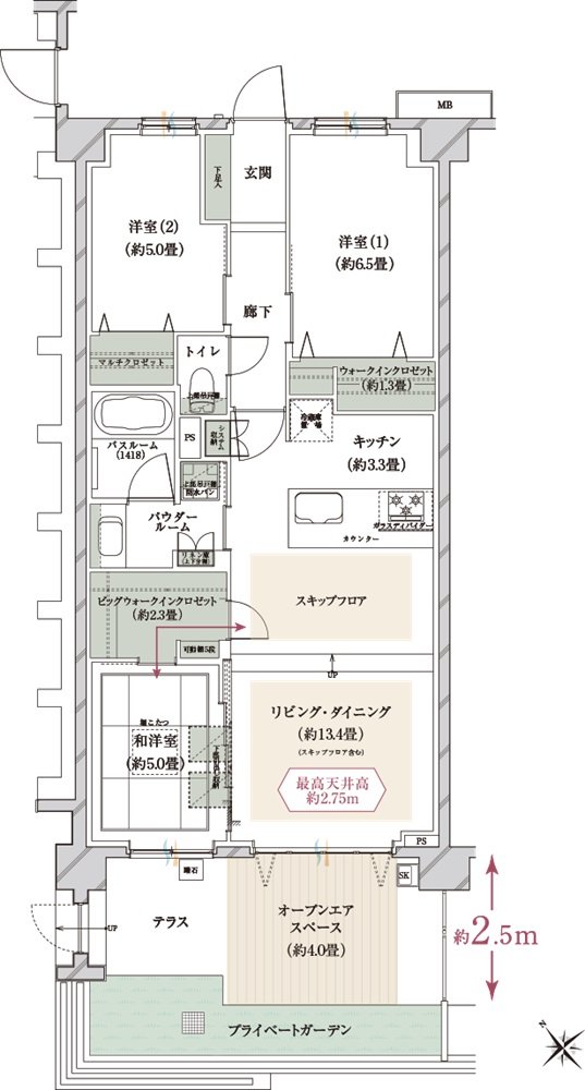 ヴェレーナ玉川学園前 間取り D1os・ｇタイプ（先着順）