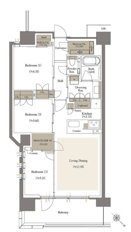 リビオシティ文京小石川 間取り A-76Aタイプ
