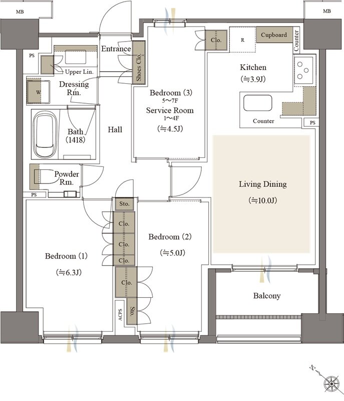 リビオシティ文京小石川 間取り E-67Dタイプ