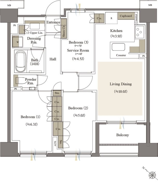 リビオシティ文京小石川 間取り E-67Dタイプ