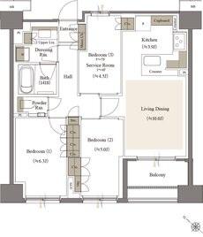 リビオシティ文京小石川 間取り E-67Dタイプ