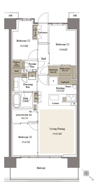 リビオシティ文京小石川 間取り A-71F2タイプ