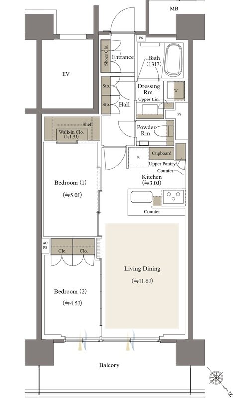 リビオシティ文京小石川 間取り A-57Qタイプ(先着順)
