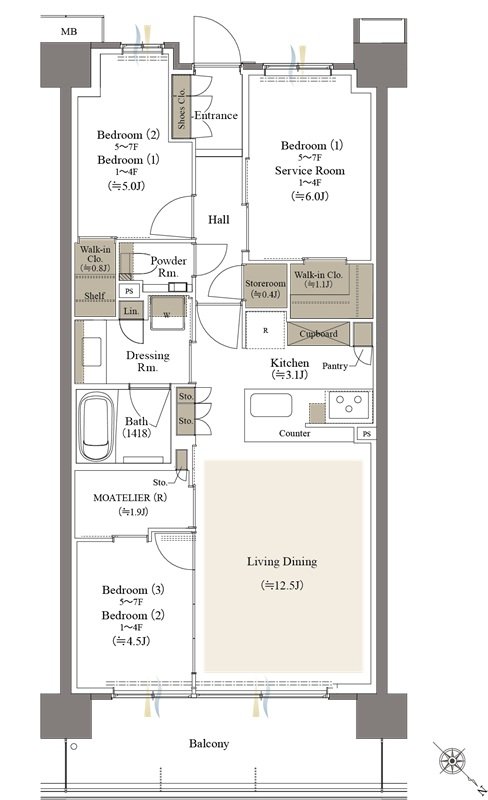リビオシティ文京小石川 間取り E-72I2タイプ