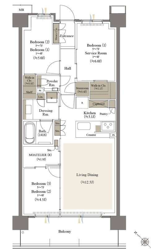 リビオシティ文京小石川 間取り E-72I2タイプ