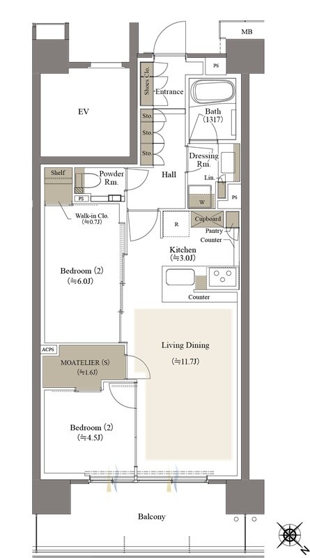リビオシティ文京小石川 間取り A-60Cタイプ(先着順)
