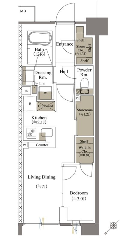 リビオシティ文京小石川 間取り E-35Gタイプ