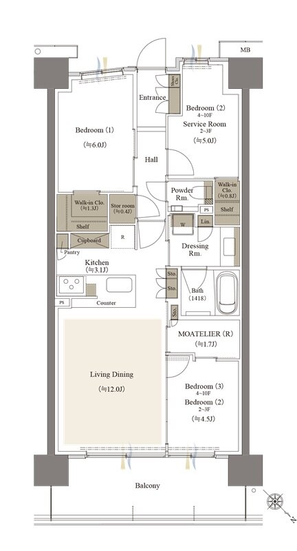 リビオシティ文京小石川 間取り A-71Gタイプ