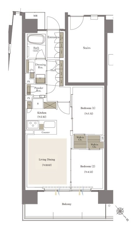リビオシティ文京小石川 間取り A-55Oタイプ(先着順)