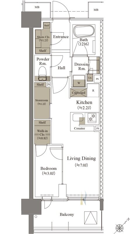 リビオシティ文京小石川 間取り D-36Bタイプ（第三期1次）