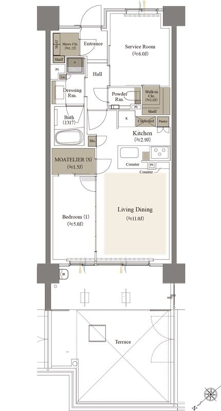 リビオシティ文京小石川 間取り Bw-59B2tタイプ（第三期1次）