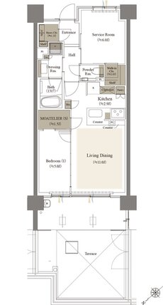 リビオシティ文京小石川 間取り Bw-59B2tタイプ（第三期1次）