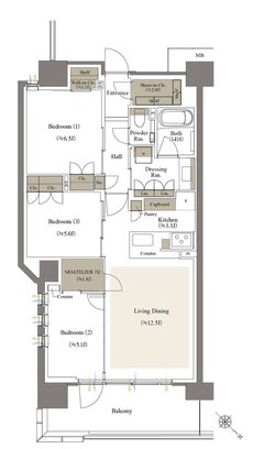 リビオシティ文京小石川 間取り A-76Aタイプ（第三期1次）