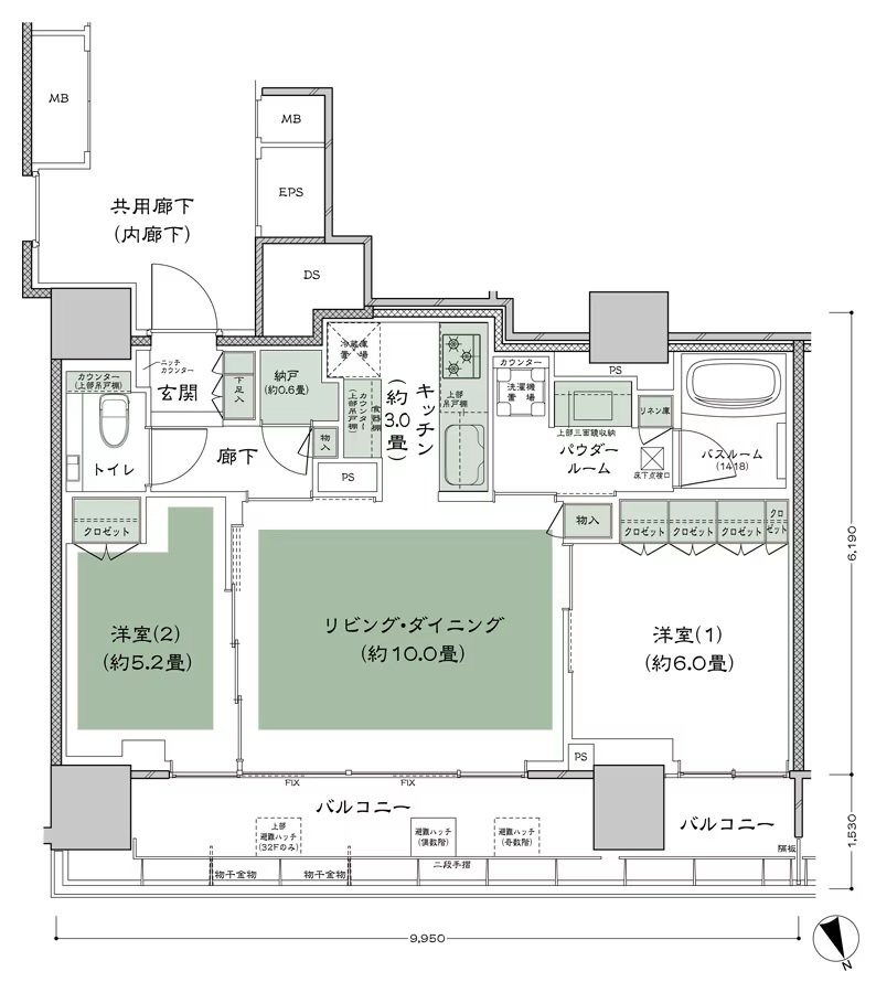 シティタワー東京田町 間取り K-2 type