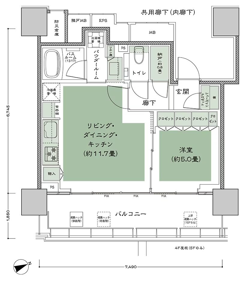 シティタワー東京田町 間取り F-1  type