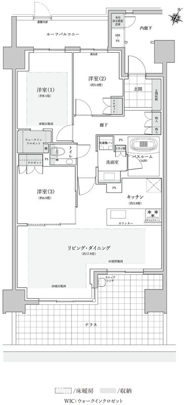 ザ・ライオンズ覚王山 間取り H1 TYPE