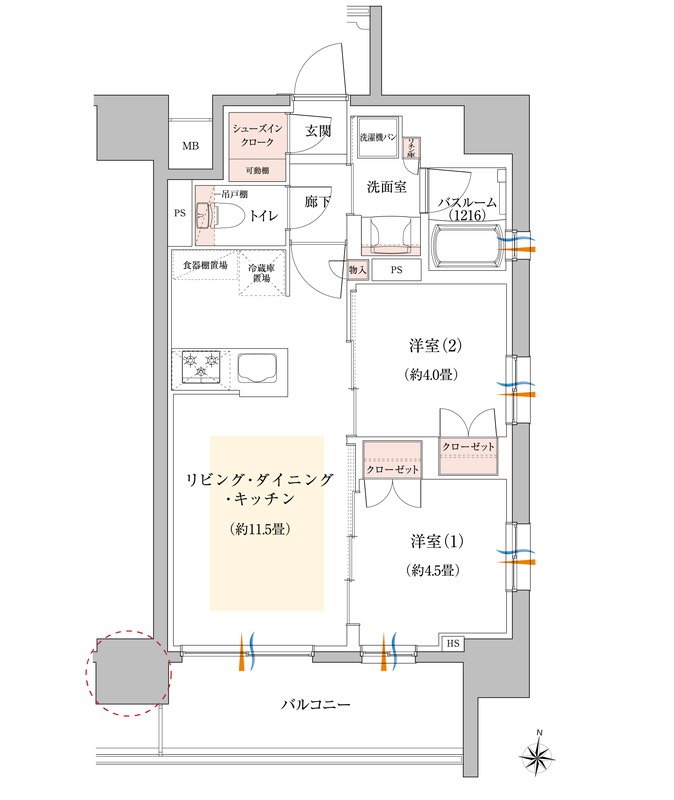 イノバス丸の内／オープンレジデンシア丸の内 THE COURT 間取り Eタイプ(イノバス丸の内)