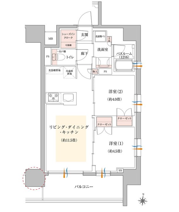 イノバス丸の内／オープンレジデンシア丸の内 THE COURT 間取り Eタイプ(イノバス丸の内)