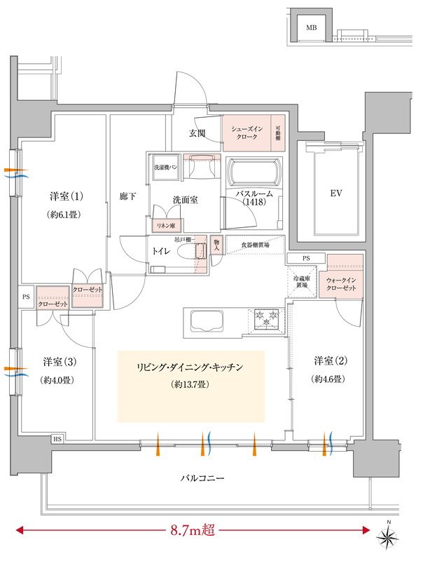 イノバス丸の内／オープンレジデンシア丸の内 THE COURT 間取り Fタイプ(イノバス丸の内)