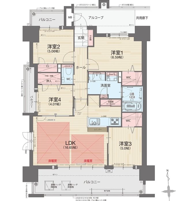 グランドキャッスル南小倉クラウド ピーク 間取り A type