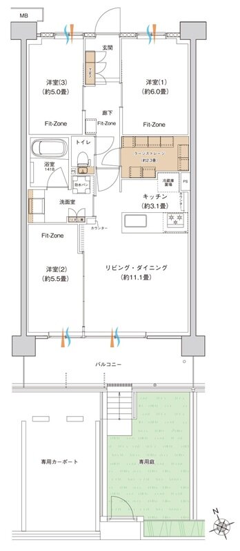 ブランシエラ川崎大島 間取り Gg type