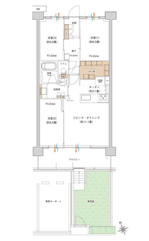 ブランシエラ川崎大島 間取り Gg type