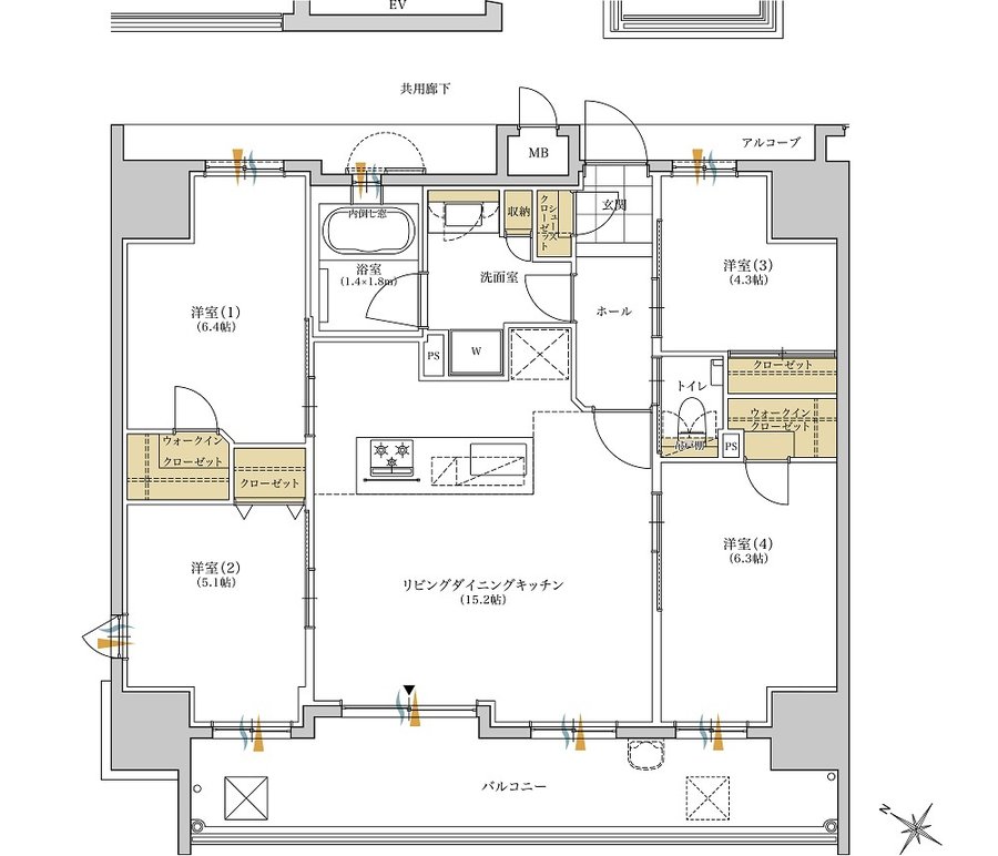 レジデンシャル メゾン 住吉 間取り A TYPE