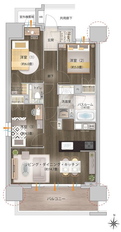 オープンレジデンシア瑞穂桜山ファースト 間取り Aタイプ
