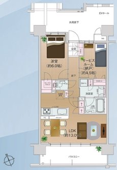 エスリード八尾駅前ザ・レジデンス 間取り B1タイプ