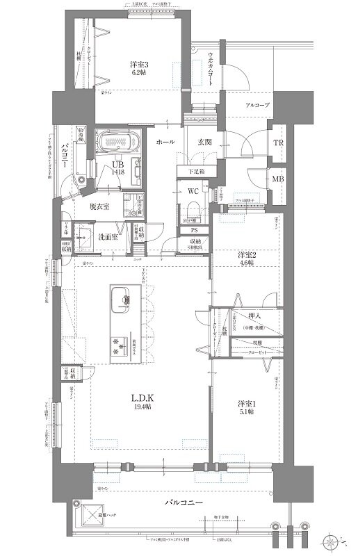 リヴィエールベイステーション小倉タワーレジデンス 間取り A TYPE