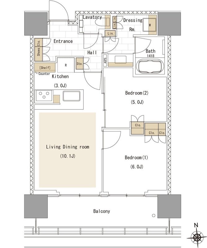リビオタワー品川 間取り 55Dsタイプ