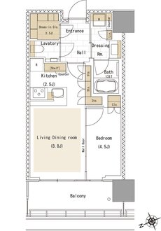 リビオタワー品川 間取り 40Fwタイプ