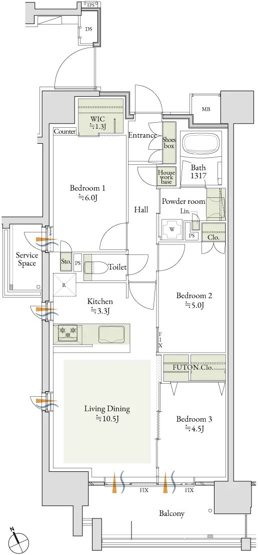 デュオヒルズ千種 間取り Aタイプ(3期2次)