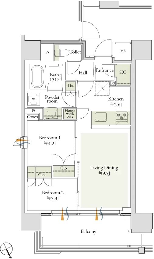 デュオヒルズ千種 間取り Dタイプ(3期2次登録・3期2次先着)
