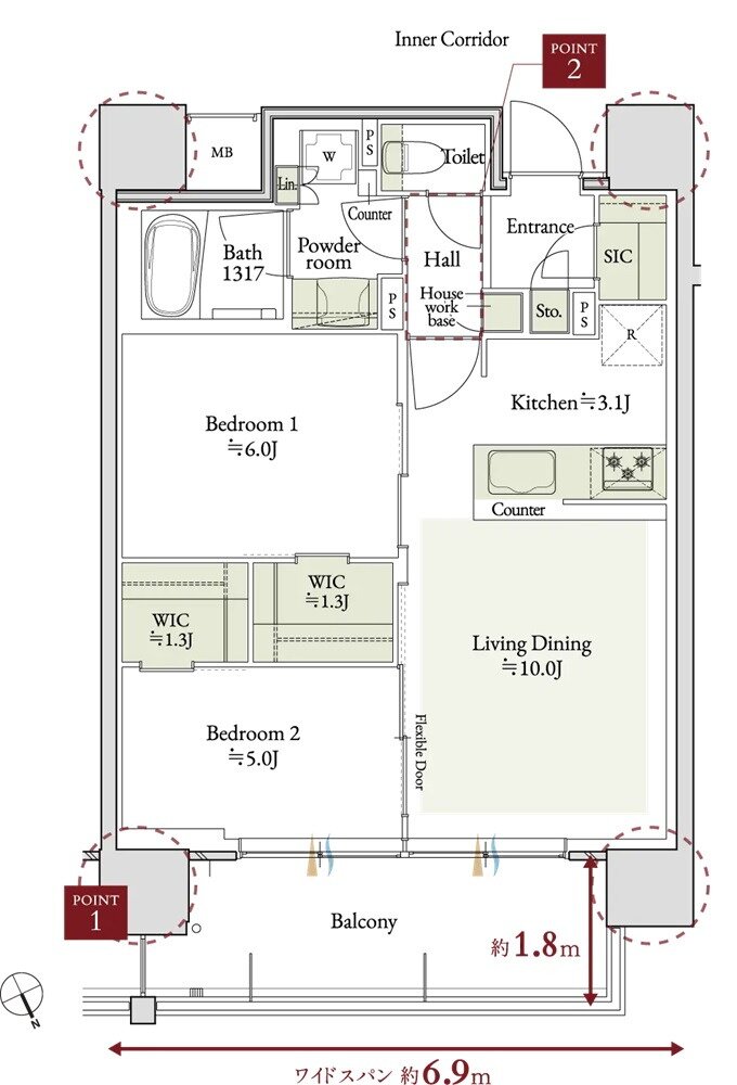 デュオヒルズ千種 間取り Eタイプ(先着順)
