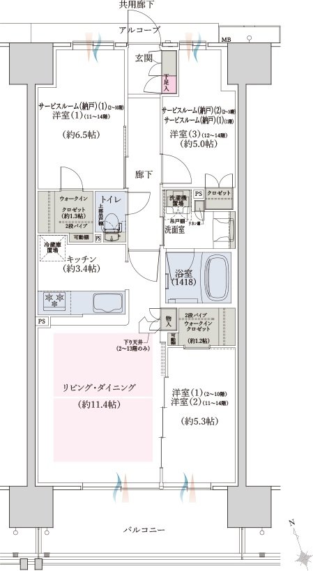 ウエリス姫路 間取り F type