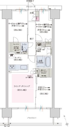 ウエリス姫路 間取り F type