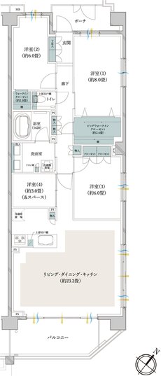 クレストレジデンス横浜汐見台パークフロント（＆PARKS横浜プロジェクト） 間取り B-H type（第2期）