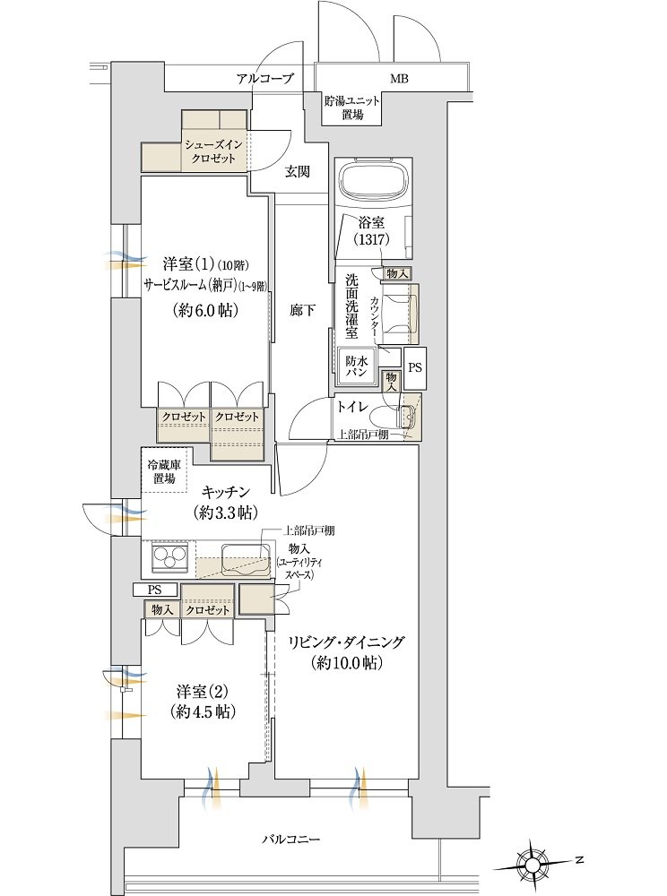 ジオ京都桂川テラス 間取り J type