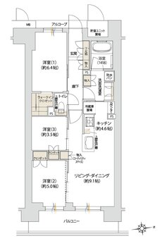ジオ京都桂川テラス 間取り K type