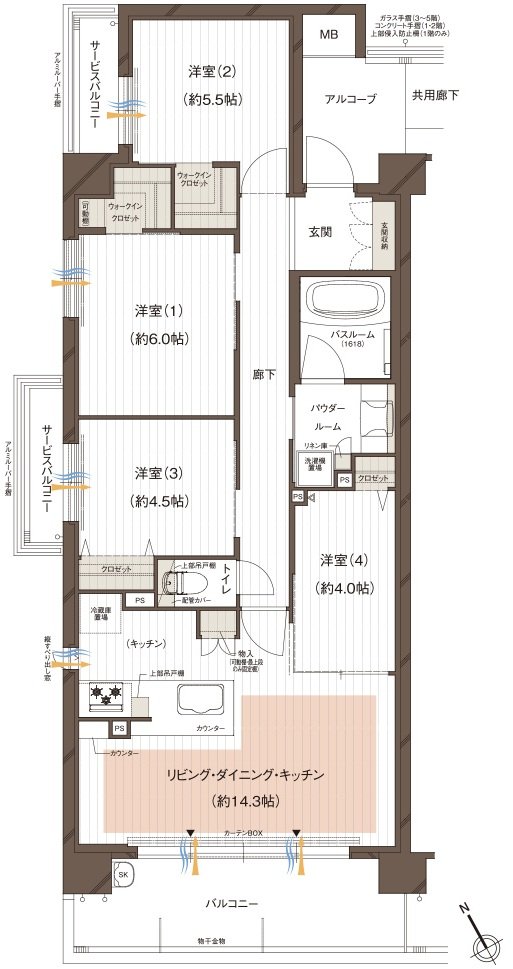 プレサンス ロジェ 堅田レジデンス 間取り Gタイプ