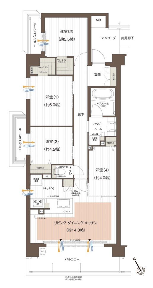 プレサンス ロジェ 堅田レジデンス 間取り Gタイプ