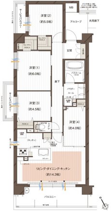 プレサンス ロジェ 堅田レジデンス 間取り Gタイプ