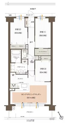 プレサンス ロジェ 堅田レジデンス 間取り Kタイプ