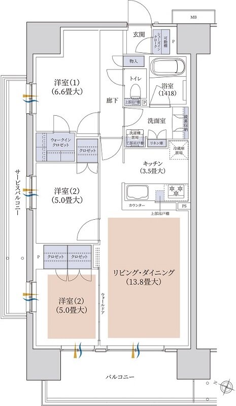 ブランズシティ千葉ニュータウン中央 間取り WA TYPE