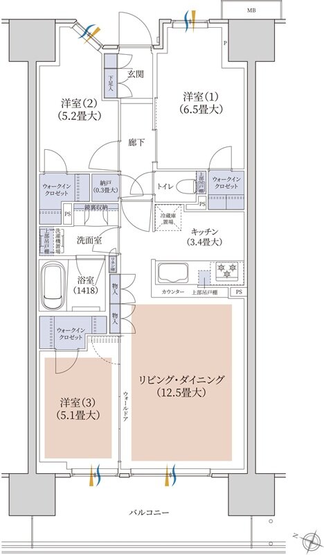 ブランズシティ千葉ニュータウン中央 間取り WBr TYPE